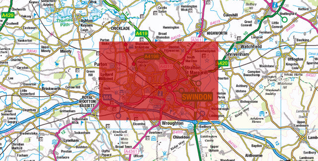 Central Swindon City Street Map - Digital Download