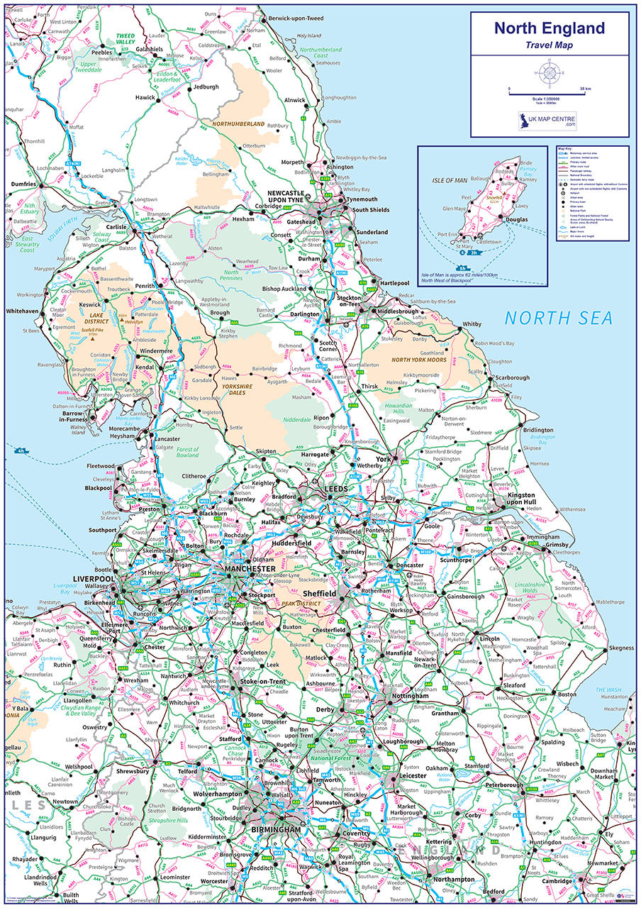 Travel Map 3 - Northern England - Digital Download – ukmaps.co.uk