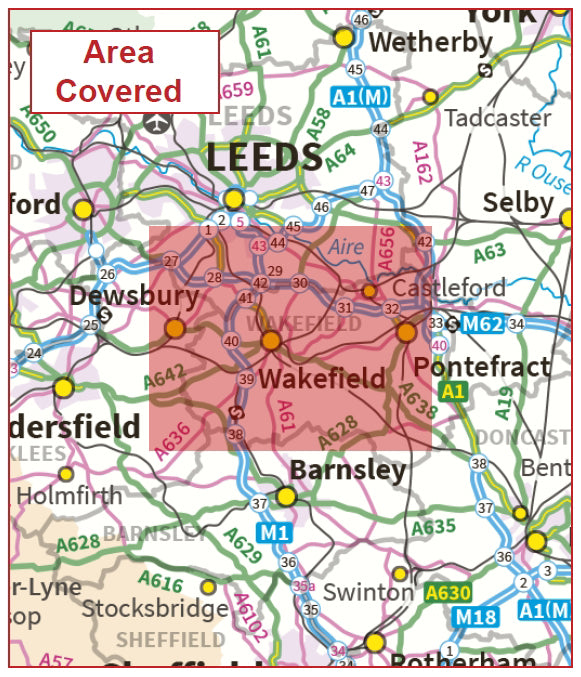 Postcode City Sector Map - Wakefield - Digital Download