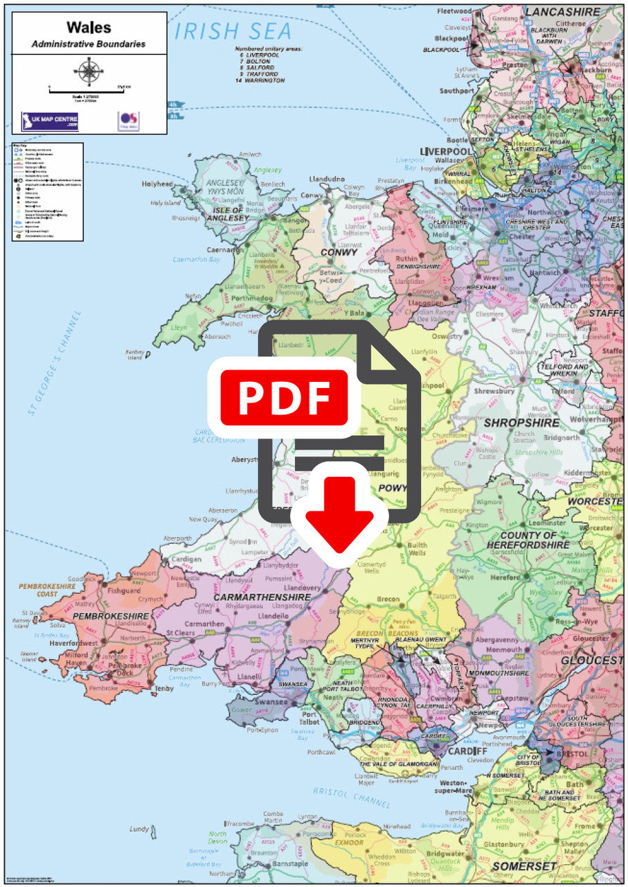 National Admin Map 5 - Wales - Digital Download