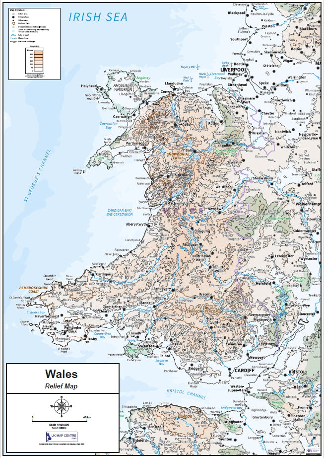 Compact Wales Relief Map - Digital Download