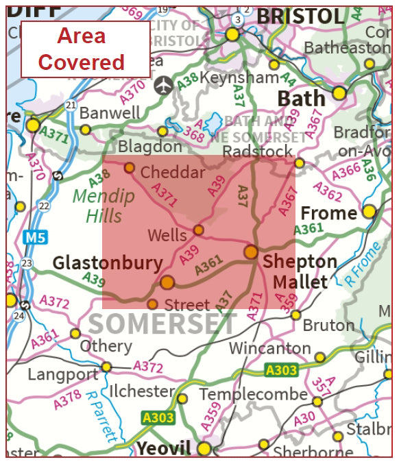 Postcode City Sector Map - Wells - Digital Download