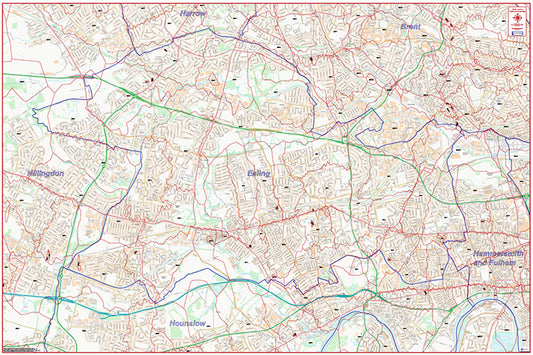 West London Postcode City Street Map - Digital Download