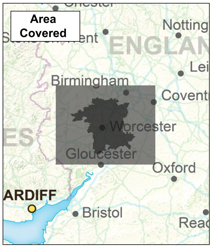 Worcestershire County Boundary Map - Digital Download