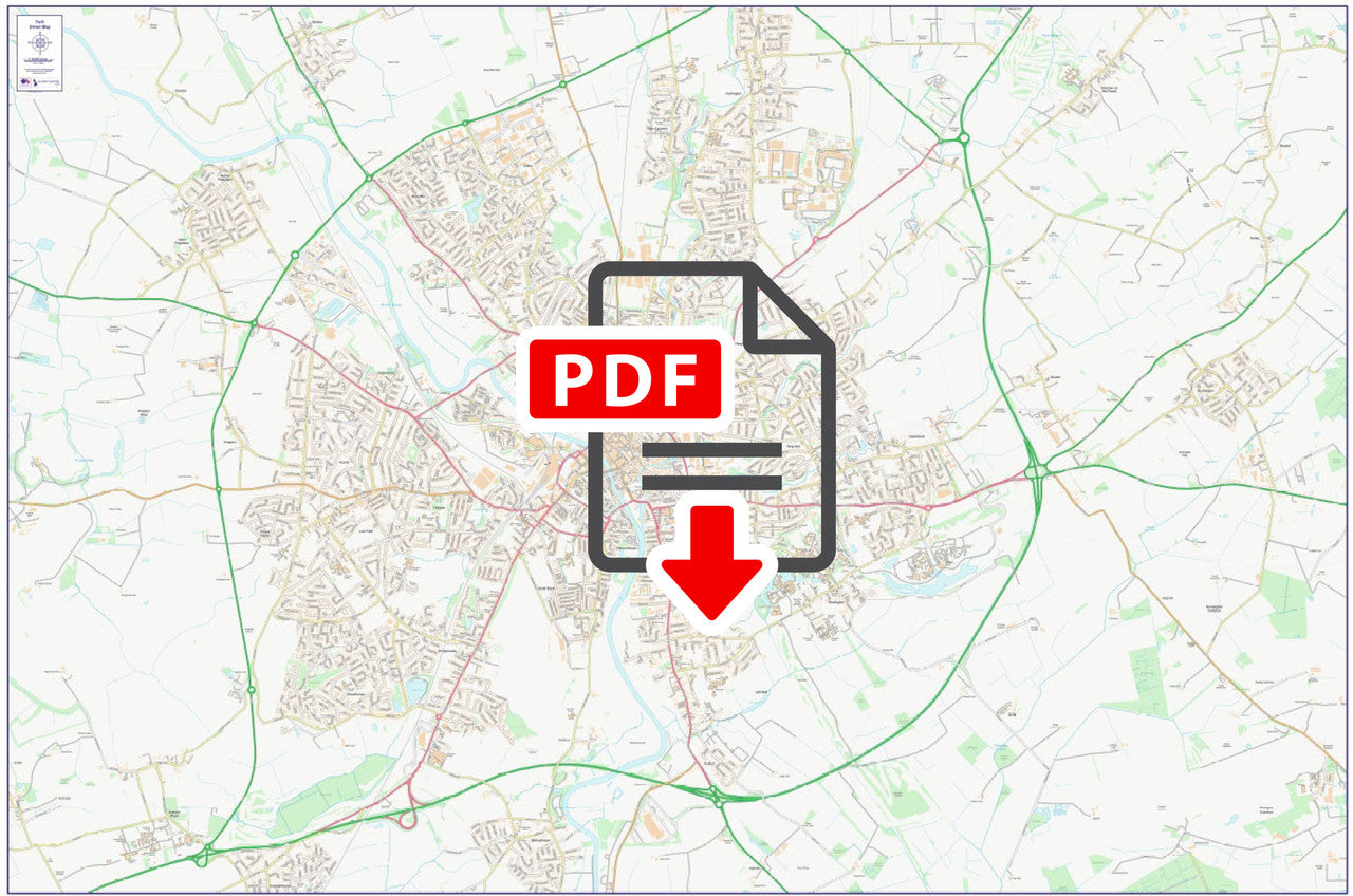 Central York City Street Map - Digital Download