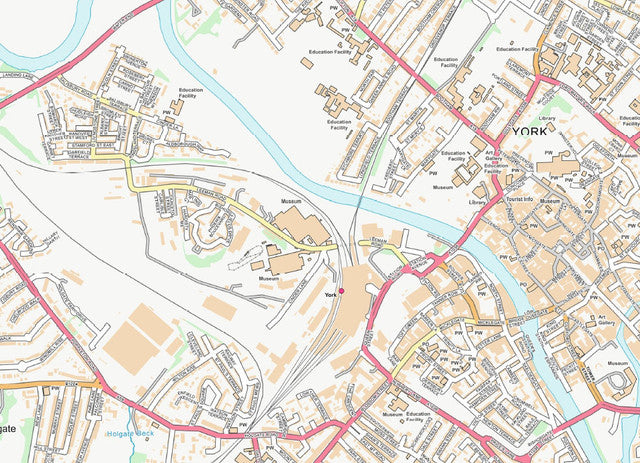 Central York City Street Map - Digital Download