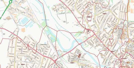 Central York Postcode City Street Map - Digital Download