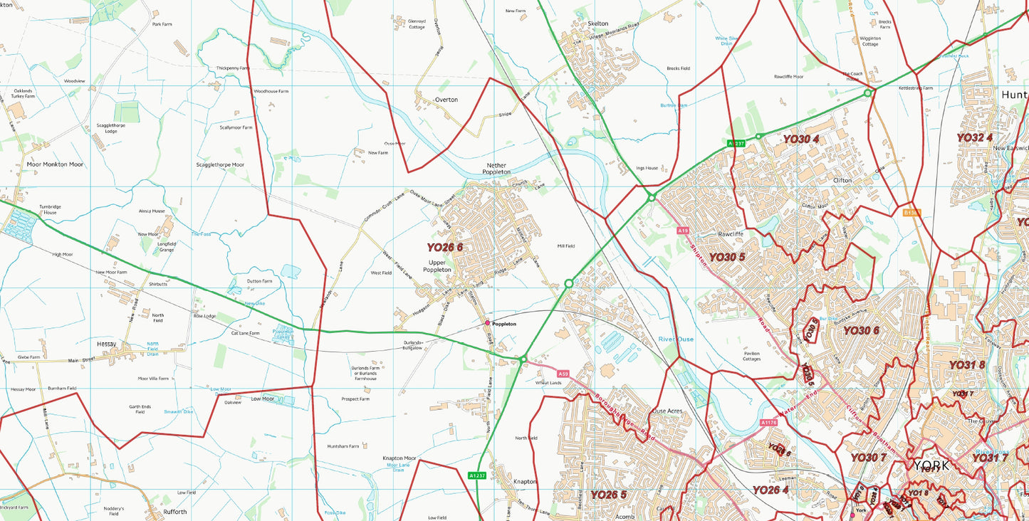 Postcode City Sector Map - York - Digital Download
