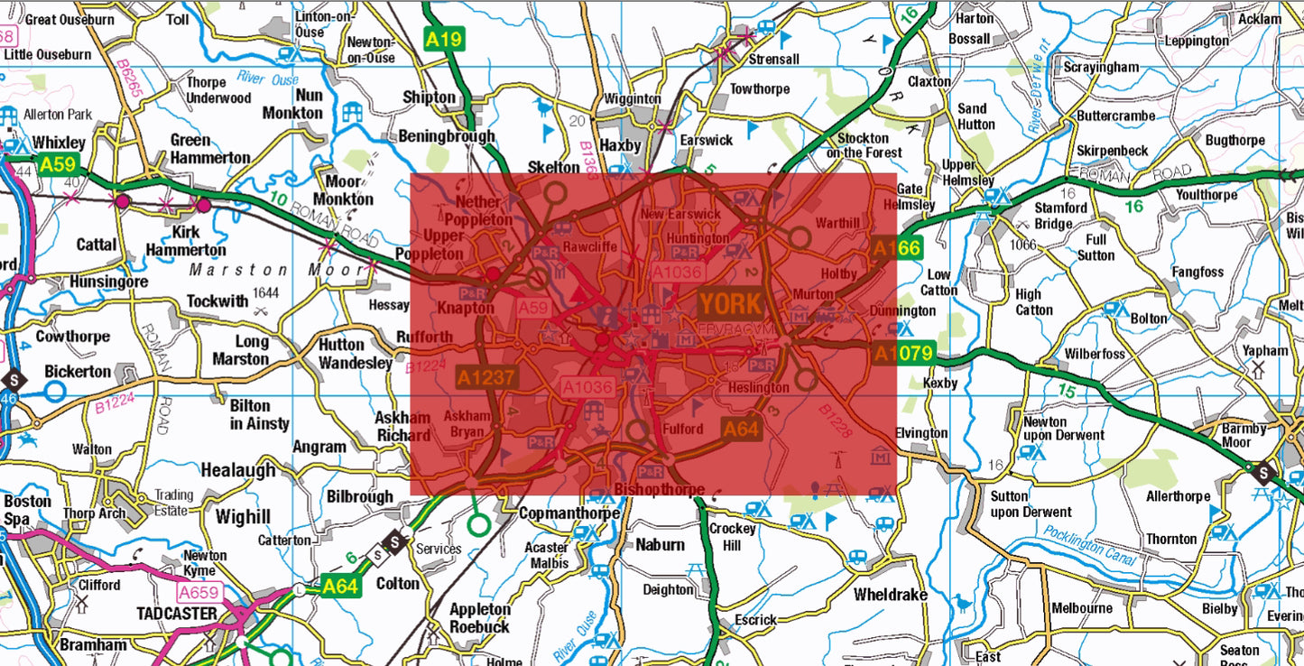 Central York Postcode City Street Map - Digital Download