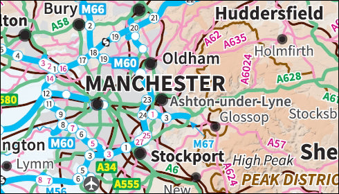 Relief Map 3 with Transport Links - Northern England - Digital Download