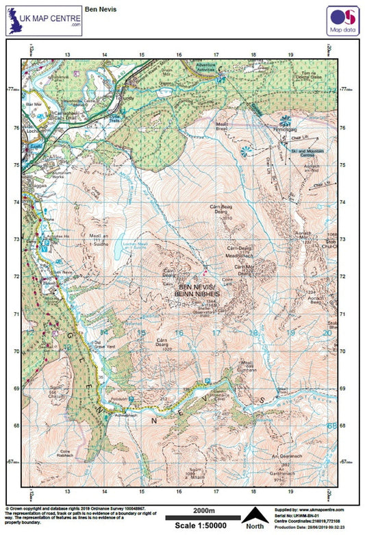 Zoomed out image of OS map showing Ben Nevis
