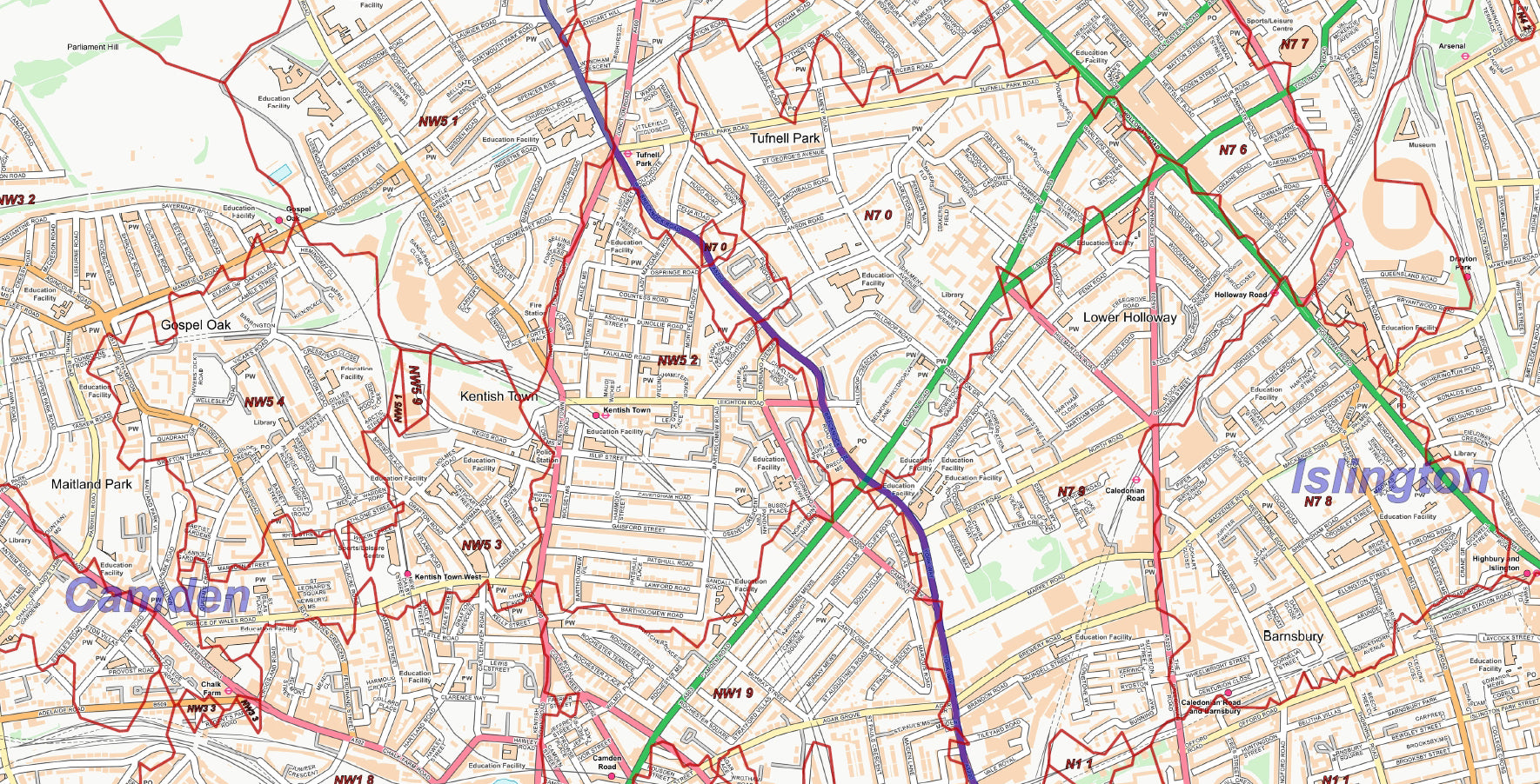 Central London Postcode City Street Maps - Available to Purchase ...