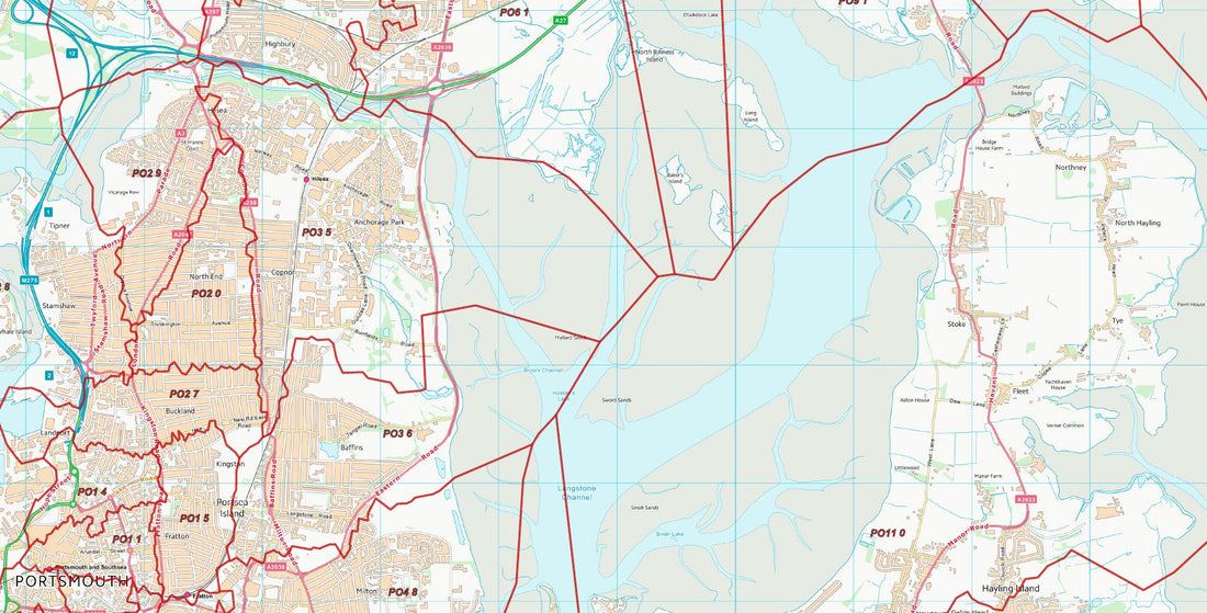 Postcode Sector detail overlaid on OS mapping
