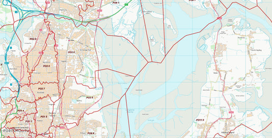 Postcode Sector detail overlaid on OS mapping