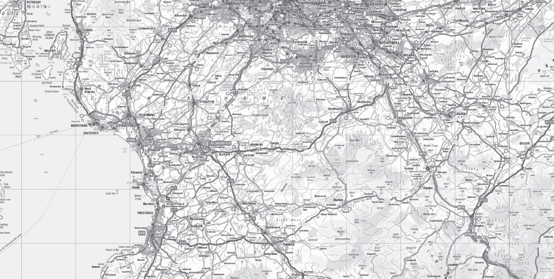 Greyscale Road Map Detail 