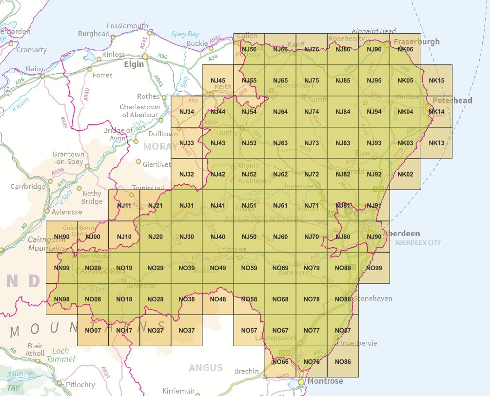 Aberdeenshire - OS Map Tiles