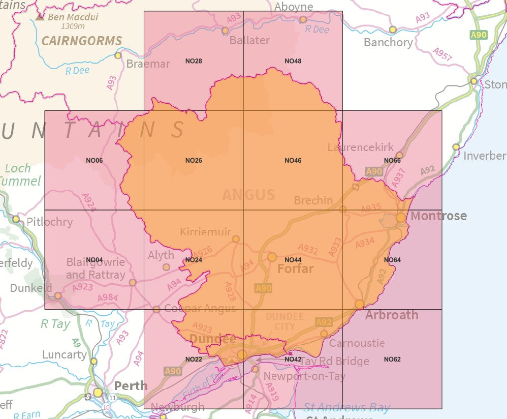 Angus and Dundee - OS Map Tiles