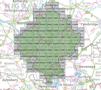 Bedfordshire and Milton Keynes - OS Map Tiles
