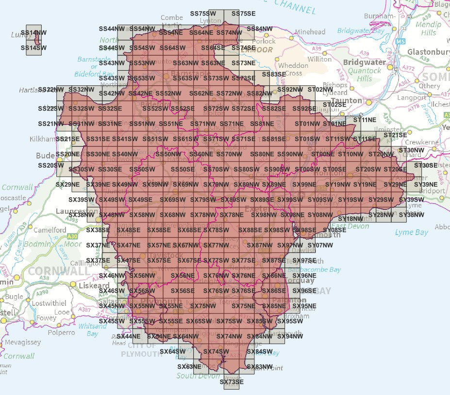 Devon and Plymouth - OS Map Tiles – ukmaps.co.uk