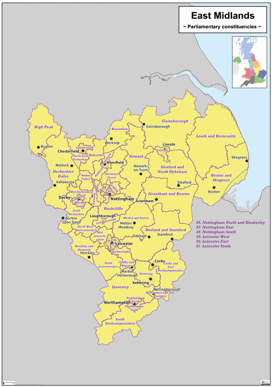 Regional UK Parliamentary Maps - East Midlands - Digital Download