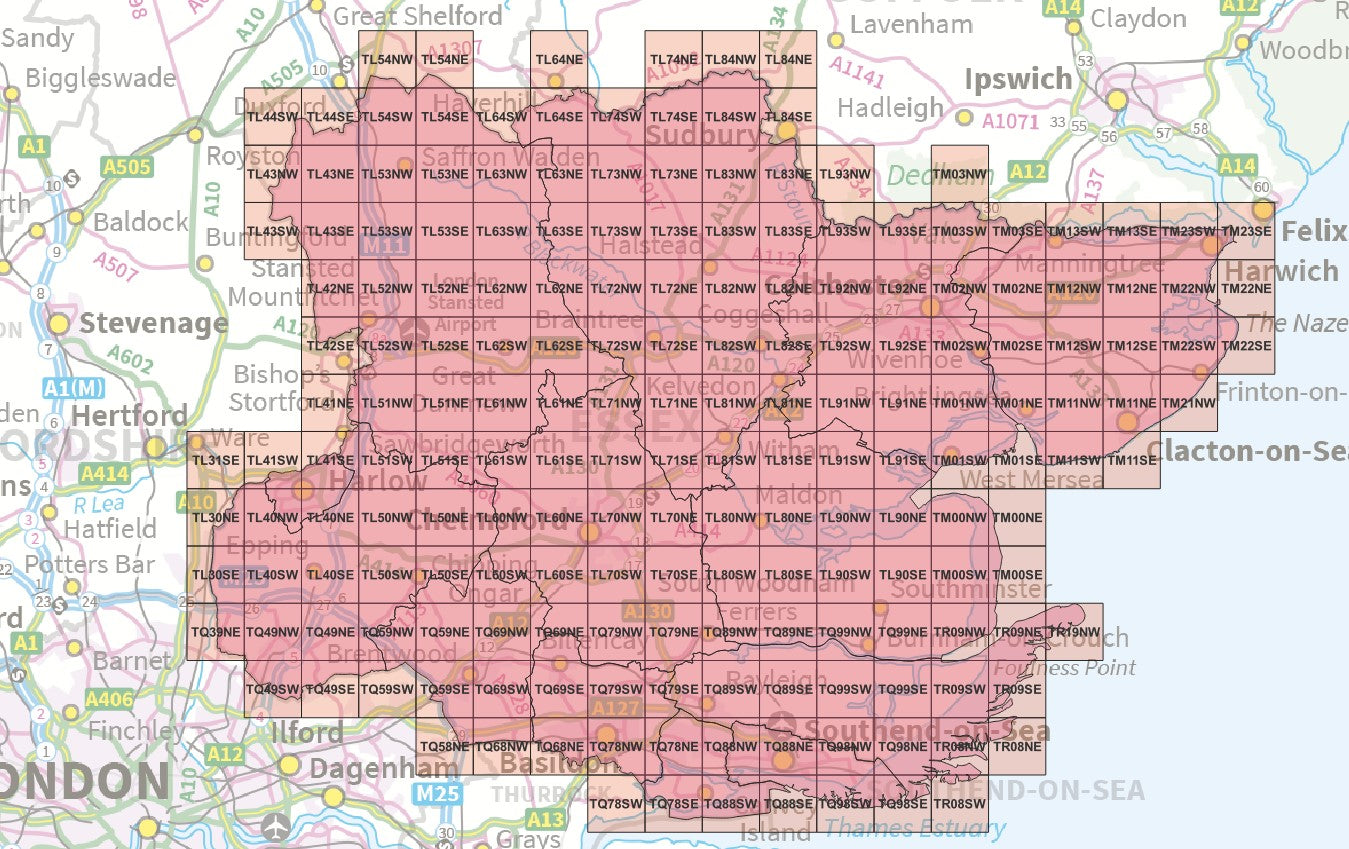 Visualisation of 10k Tiles covering Essex