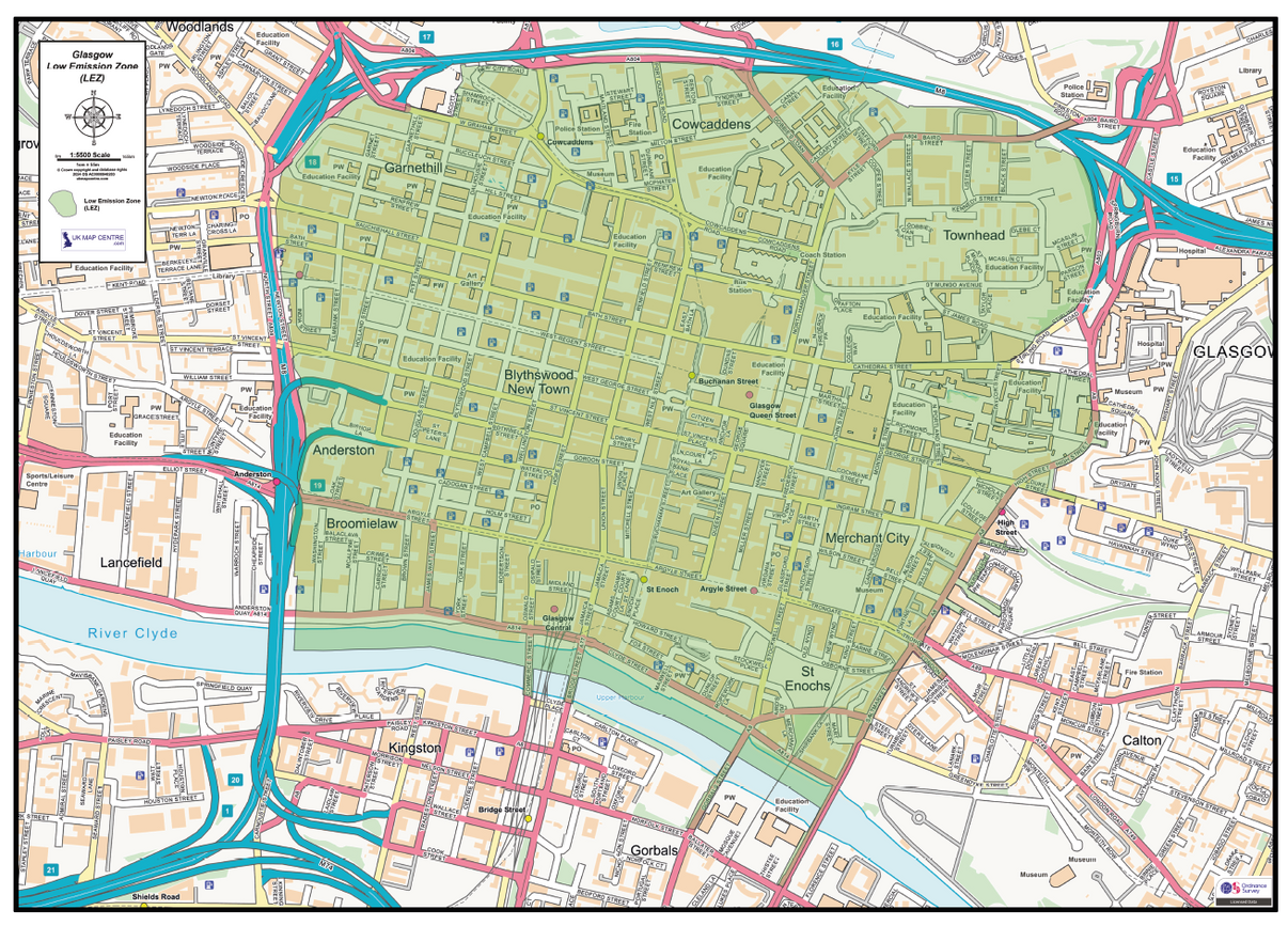 Glasgow LEZ Street Map - Digital Download – ukmaps.co.uk