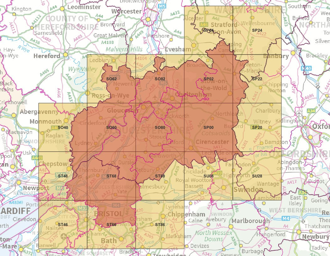 Gloucestershire - OS Map Tiles
