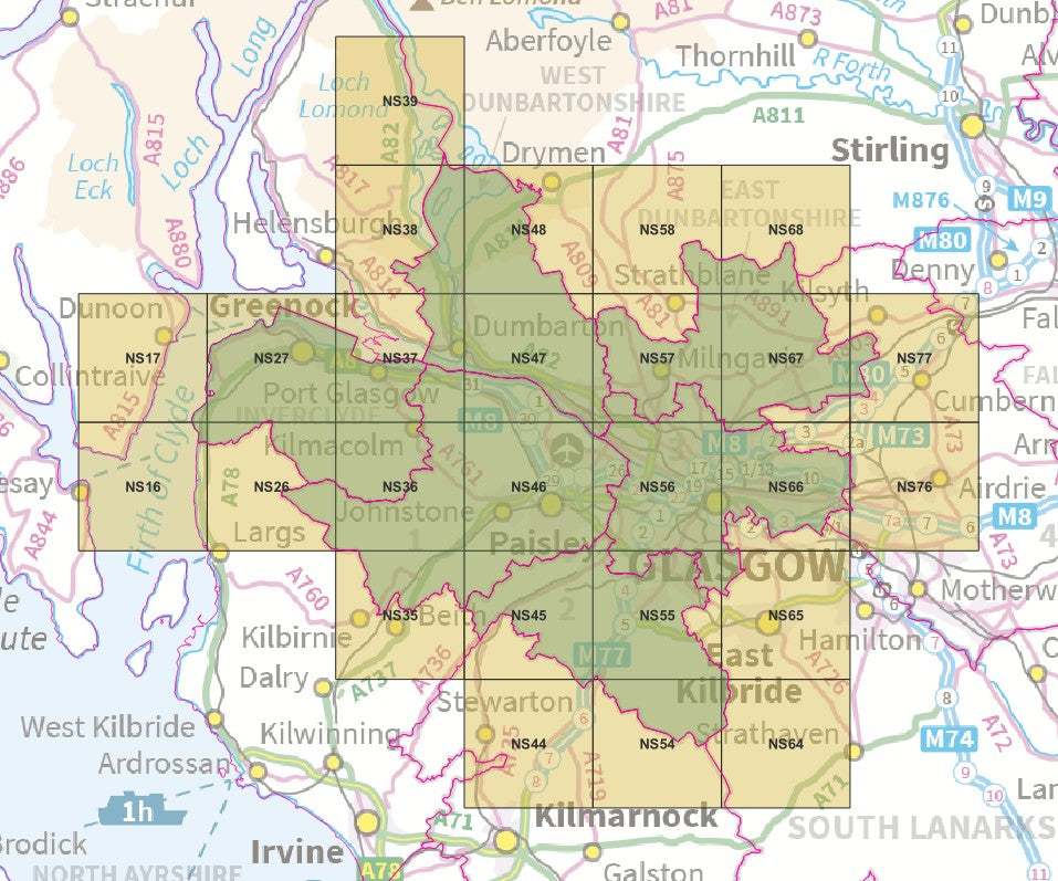 Greater Glasgow - OS Map Tiles