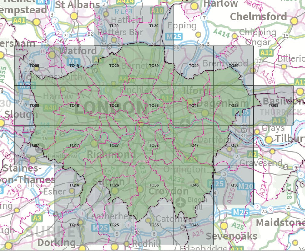 Greater London - OS Map Tiles