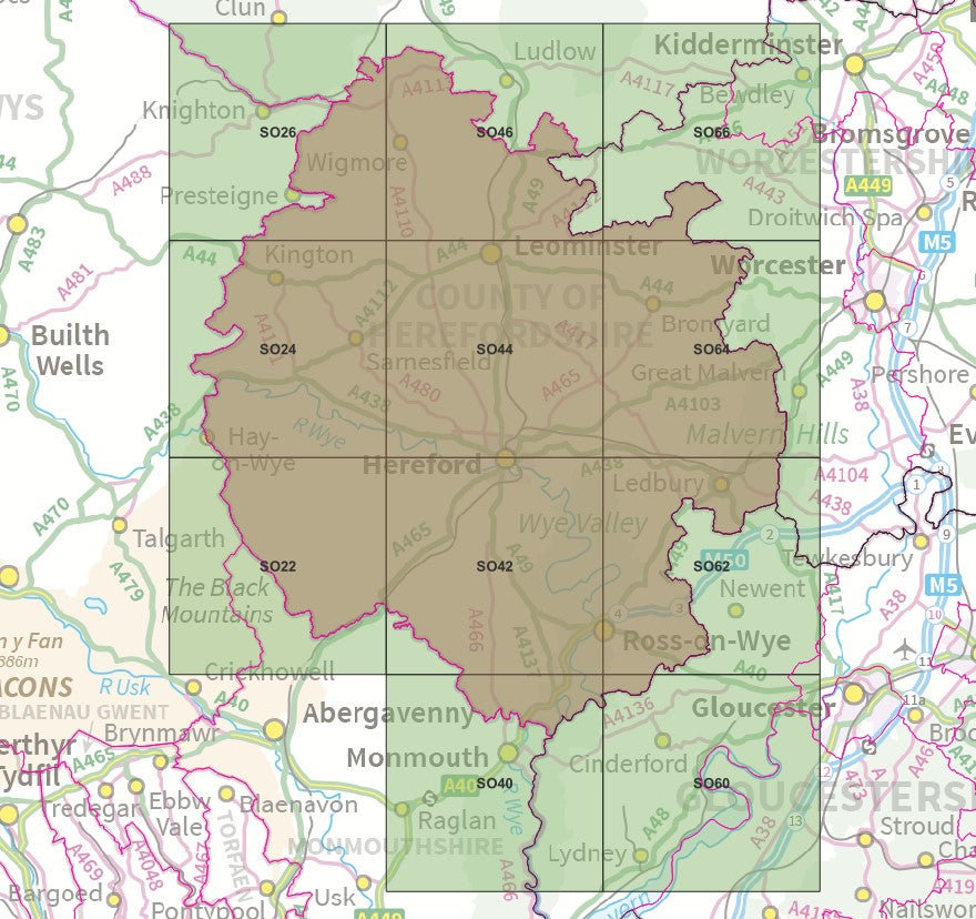 Herefordshire - OS Map Tiles
