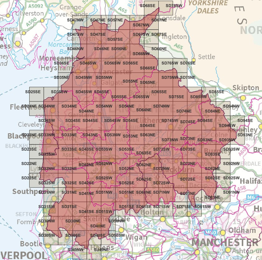 Lancashire - OS Map Tiles