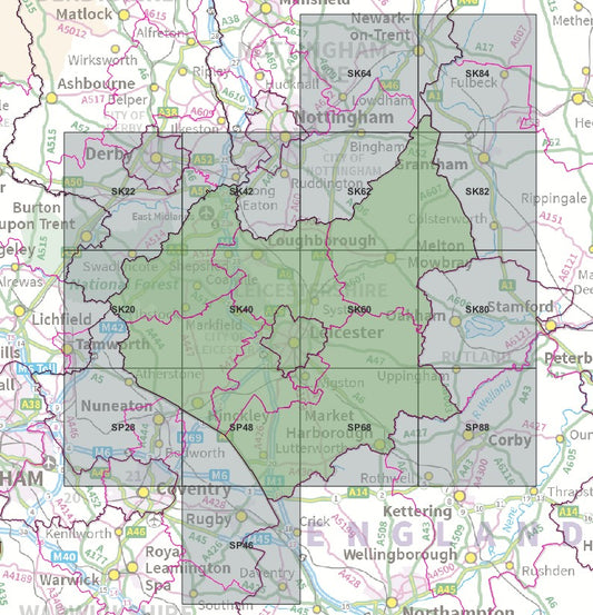 Leicestershire - OS Map Tiles