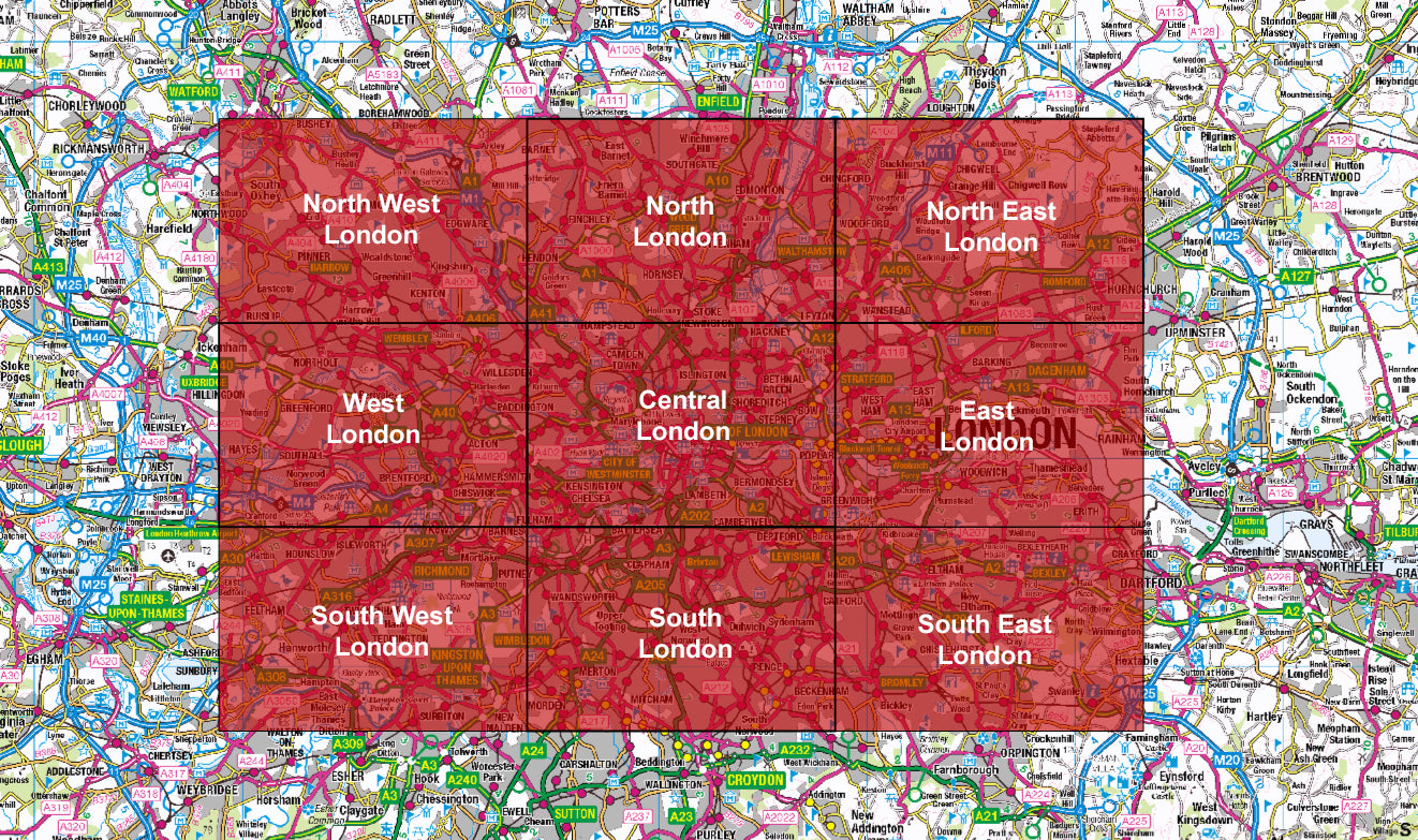 Full Series London Postcode City Street Map - Digital Download - Speci ...