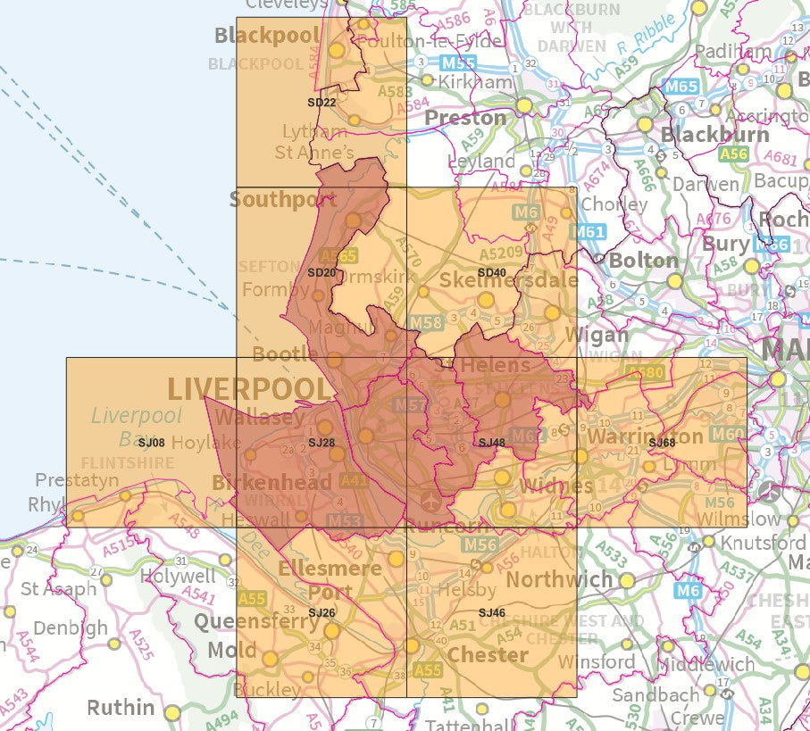 Merseyside - OS Map Tiles – ukmaps.co.uk