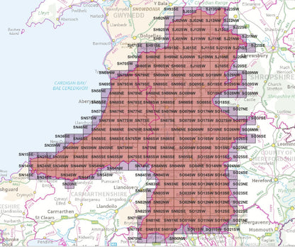 Mid Wales - OS Map Tiles