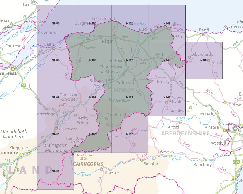 Moray - OS Map Tiles – ukmaps.co.uk