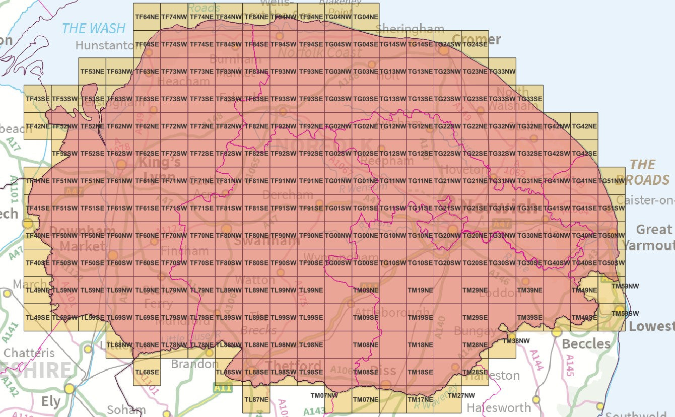 Norfolk  - OS Map Tiles