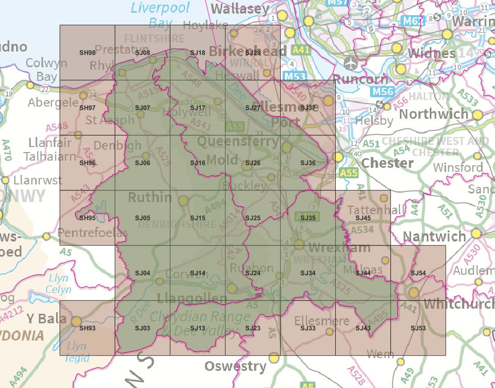 North East Wales - OS Map Tiles