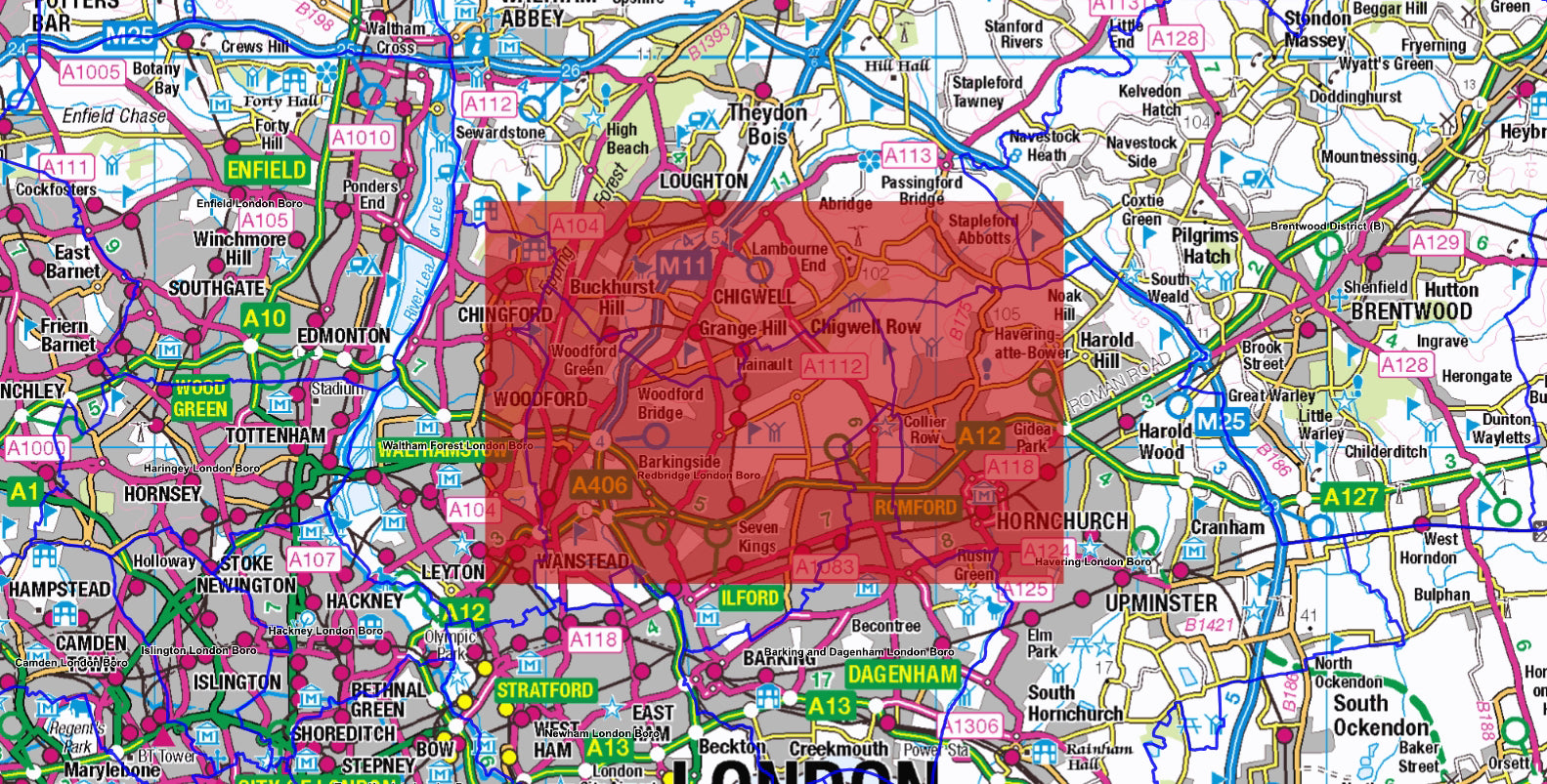 London Postcode Map A3 Full Series London Postcode City Street Map - Digital Download - Speci ...