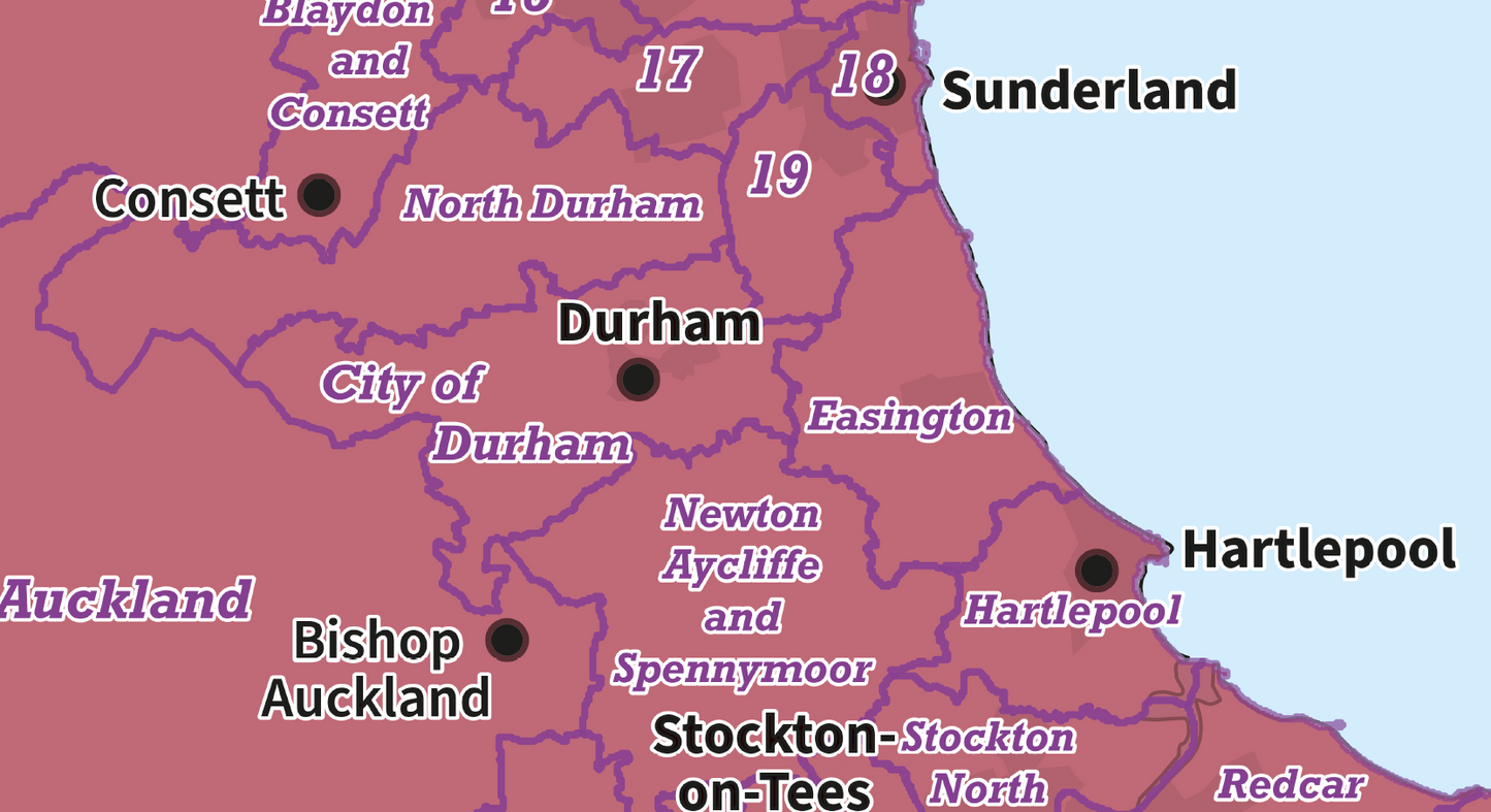 Regional UK Parliamentary Maps - North East of England - Digital Download