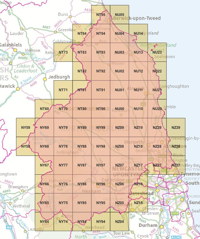 Northumberland - OS Map Tiles