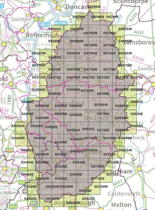 Nottinghamshire - OS Map Tiles