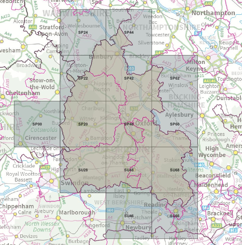 Oxfordshire - OS Map Tiles – ukmaps.co.uk