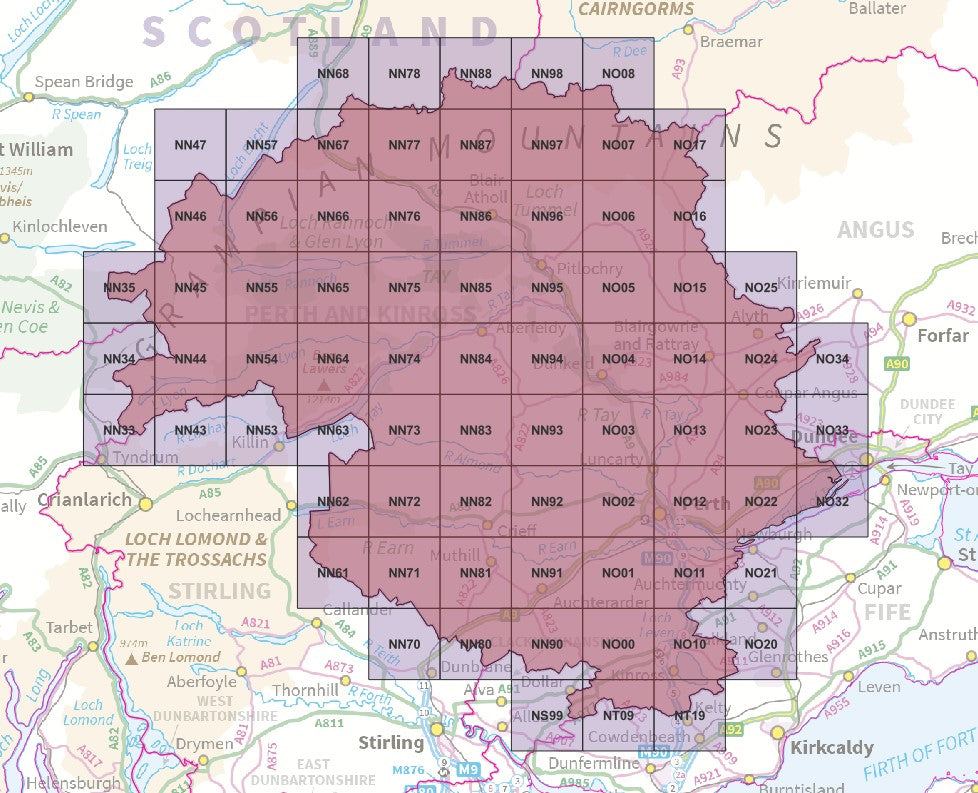 Perth and Kinross - OS Map Tiles – ukmaps.co.uk