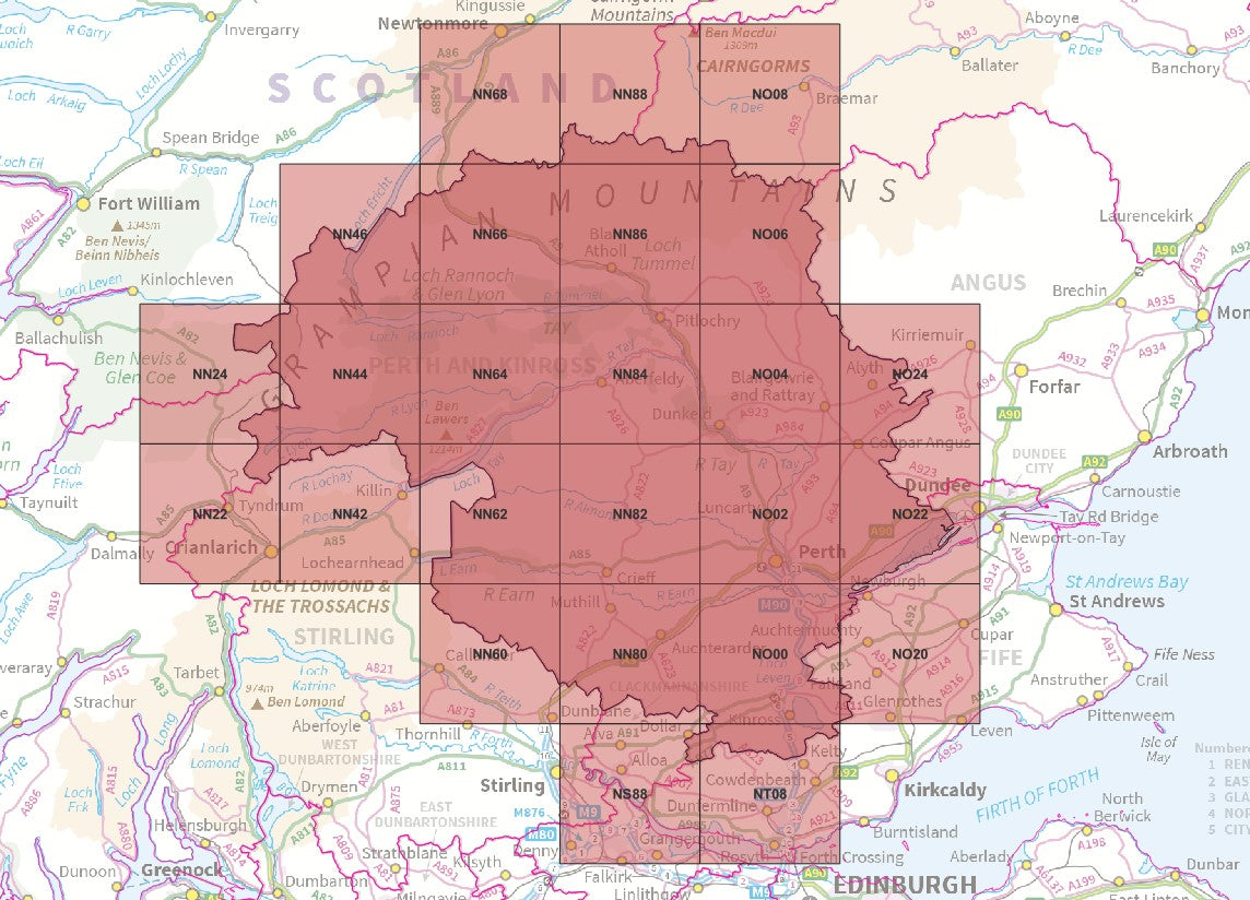Perth and Kinross - OS Map Tiles – ukmaps.co.uk