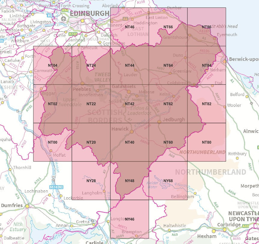 Scottish Borders - OS Map Tiles – ukmaps.co.uk