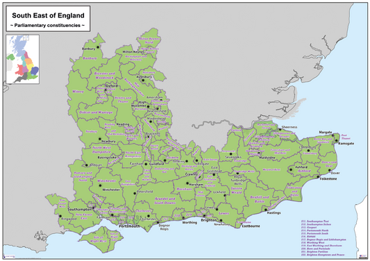 Regional UK Parliamentary Maps - South East of England - Digital Download