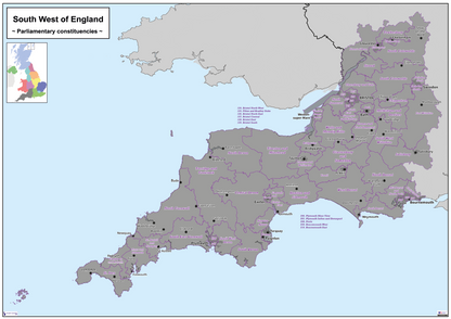 Regional UK Parliamentary Maps - South West of England - Digital Download