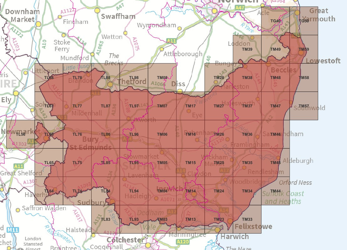 Suffolk - OS Map Tiles