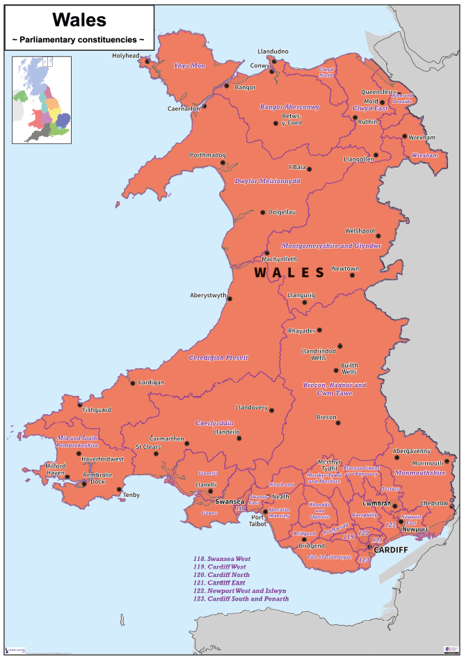 Regional UK Parliamentary Maps - Wales - Digital Download